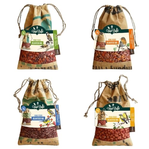 Plants by Frank Bird Buffet | Vogelfutter Picknick Mischung Mix 4er Set | Vogelfutter für Wildvögel | 4X 300gr | 4-Jahreszeiten-Futter | vogelhaus zum aufhängen | vogelfutter wildvögel ganzjährig von Plants by Frank