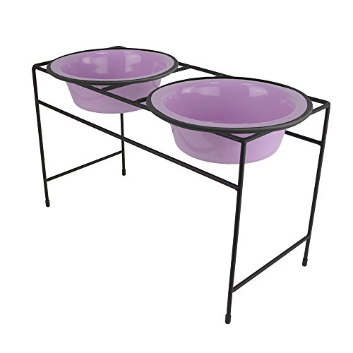 Platinum Pets Moderner Doppel-Futterspender mit Edelstahl-Hundenäpfen, groß, Sweet Lilac von Platinum Pets