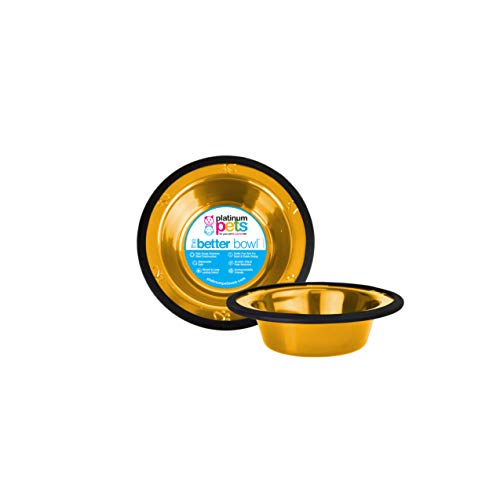 Platinum Pets Switchin Futternapf für Hunde und Katzen, Edelstahl, breiter Rand, X-Small, 24 Karat Gold von Platinum Pets
