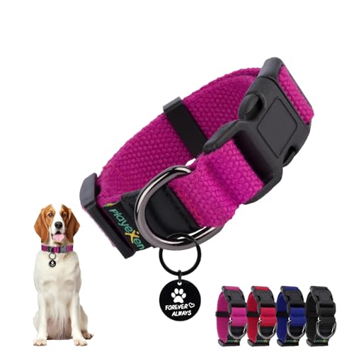 Welpenhalsband Welpen Halsbänder Verstellbares 20-30cm für Kleine Mittel Hunde Katzen Welpen Halsband Weiches Baumwollmaterial Hundehalsband mit Abnehmbaren Hundemarke für Training Ausführen（Rose-XS） von Playexen