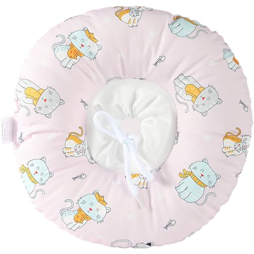 Katzen-Donut-Halsband, weicher Kegel, um das Lecken zu stoppen, verstellbar, wasserdicht, Genesungshalsband mit niedlichem Muster, Baumwolle, Kätzchenkegel (rosa Katze, L) von Playful Paws