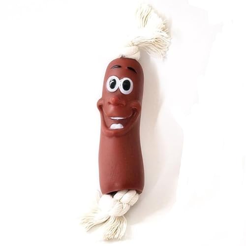 Playful Paws Hunde-Kauspielzeug, Wurst und Mais, Tauziehen, interaktives Spielzeug mit Baumwollseilknoten, aggressives Kauspielzeug für Hunde (große Augen, Würstchen) von Playful Paws