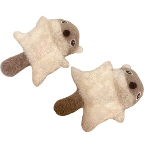 Playful Paws Hundespielzeug, fliegendes Eichhörnchen, interaktives Hundespielzeug mit Quietschen und Glocke, 16 cm, Plüschspielzeug für Langeweile (graues fliegendes Eichhörnchen), 2 Stück von Playful Paws