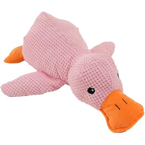 Playful Paws Quietschende Ente Hundespielzeug Haustier Komfort Spielzeug mit Quack-Quack Begleitet zum Schlafen, Stofftier für kleine Hunde und Katzen (Rosa, Klein) von Playful Paws