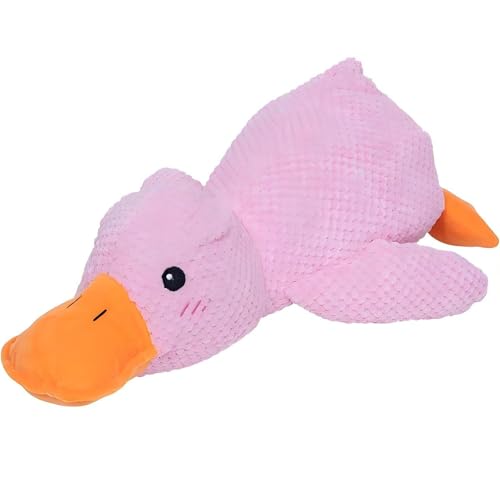 Playful Paws Quietschende Ente Hundespielzeug Haustier Komfort Spielzeug mit Quack-Quack Begleitet zum Schlafen, Stofftier für kleine Hunde und Katzen (Rosa, groß) von Playful Paws