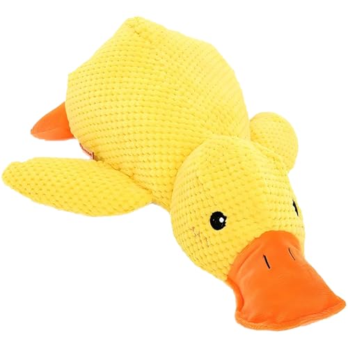Playful Paws Quietschende Ente Hundespielzeug Haustier Komfort Spielzeug mit Quack-Quack Begleitet zum Schlafen, Stofftier für kleine Hunde und Katzen (gelb, groß) von Playful Paws