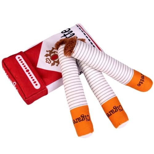 Zigaretten-Hundespielzeug, Zigarettenpackung mit 3 Stück Giggly Zigaretten und Futterversteckung, interaktives Plüsch-Hundespielzeug für Welpen, kleine und mittelgroße Hunde von Playful Paws