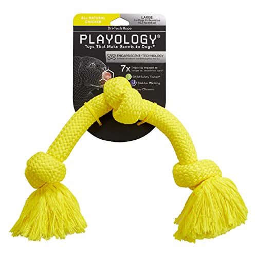 Playology Dri Tech Kauspielzeug für Hunde aus Seil, für große Hunderassen (ab 15,9 kg), Huhnduft, Hundespielzeug für schwere Kauer, ansprechend, natürlich, interaktiv und ungiftig von Playology