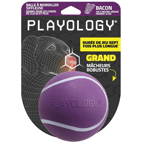 Playology Bacon Scent Squeaky Chew Ball Dog Toy, X-Large, Purple Playology Bacon Scent Squeaky Chew Ball Dog Toy, X-Large, Purple von Playology