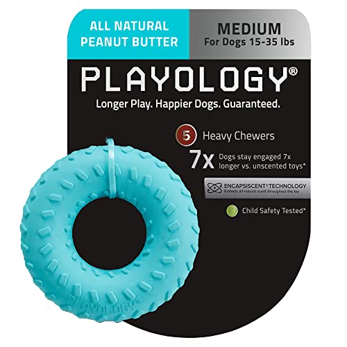 Playology Doppelschichtiges Hundespielzeug mit Ring-Duft, weich und kaut auf der Außenseite, hart und langlebig auf der Innenseite von Playology