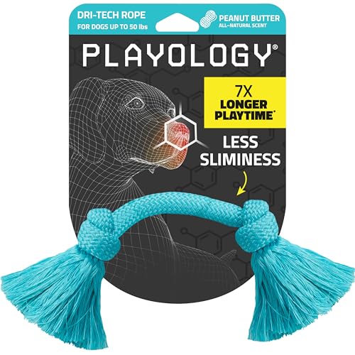 Playology Dri Tech Kauspielzeug für mittelgroße Hunderassen (6,8–15,9 kg) – ansprechendes, natürliches Hundespielzeug mit Erdnussbutter-Duft für Harte Kauer – leicht zu reinigen – interaktiv und von Playology