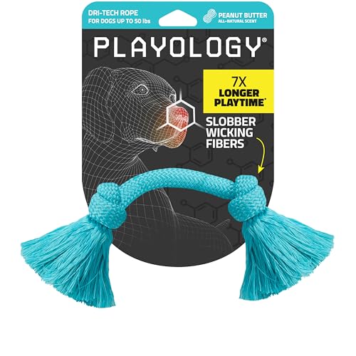 Playology Dri Tech Kauspielzeug für mittelgroße Hunderassen (6,8–15,9 kg) – ansprechendes, natürliches Hundespielzeug mit Erdnussbutter-Duft für Harte Kauer – leicht zu reinigen – interaktiv und von Playology