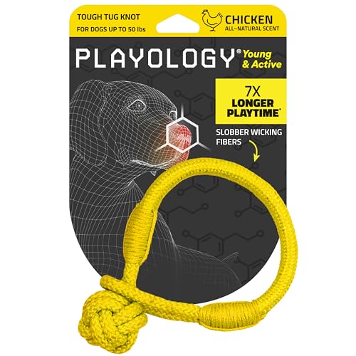Playology Puppy Tough Knot Tug Toys, groß – Kauspielzeug mit Quietscher für Welpen 4-8 Monate – fesselndes natürliches Huhn-Duftspielzeug Playology Puppy Tough Knot Tug Toys, groß – Kauspielzeug mit Quietscher für Welpen 4-8 Monate – fesselndes natürliches Huhn-Duftspielzeug von Playology