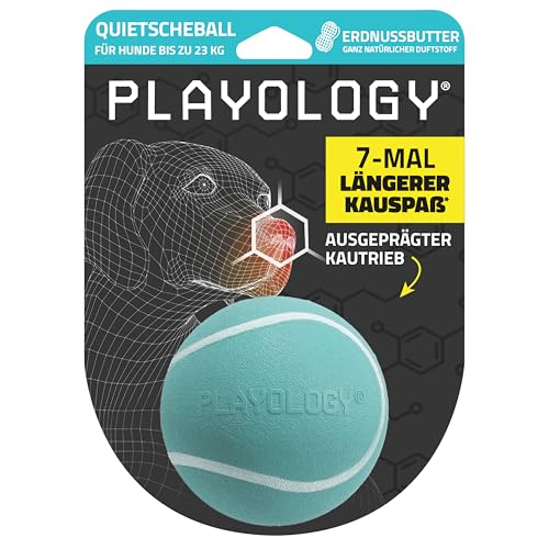 Playology Quietschball für Hunde | Abwechslungsreiches Spielzeug mit natürlichem Erdnussbutteraroma für mittelgroße bis große Hunde (ab 5 kg) | Quietschen, apportieren und Spielen von Playology