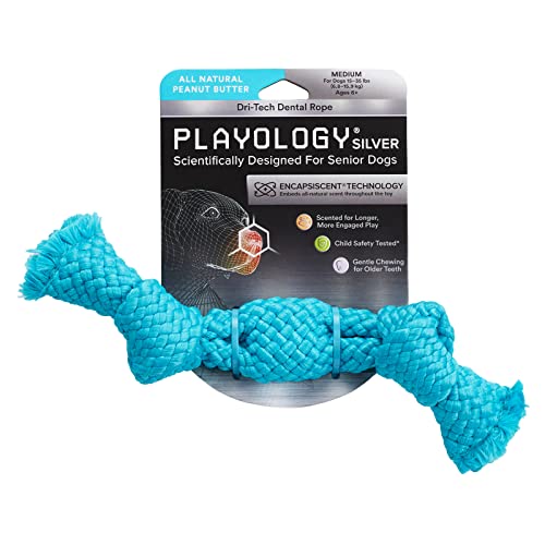 Playology Silver Dri-Tech Zahnseil (6,8 - 15,9 kg), Erdnussbutter von Playology