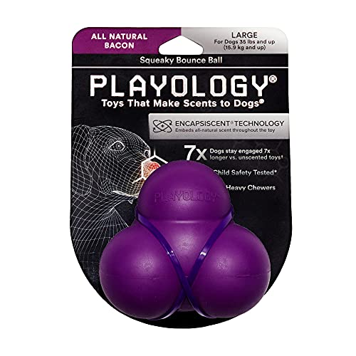 Playology SprungQuietschball für große Hunde (ab 16 kg) | Abwechslungsreiches Kauspielzeug aus Gummi | Natürliches Speckaroma | Ausgeprägter Kautrieb | Interaktiv + schadstofffreie Materialien von Playology