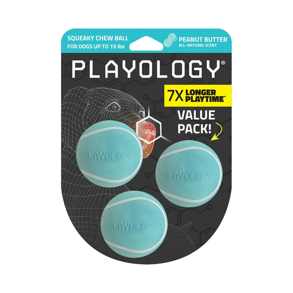 Playology Squeaky Chew Ball - Medium - Rind - 2 Stück Playology Squeaky Chew Ball - Medium - Rind - 2 Stück von Playology