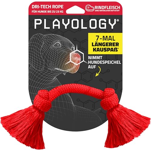 Playology Tau mit Trockentechnologie | Kauspielzeug für mittelgroße Hunde (7–16 kg) | Abwechslungsreiches Spielzeug | Natürliches Rindfleischaroma | Ausgeprägter Kautrieb | Interaktiv + schadstofffrei von Playology