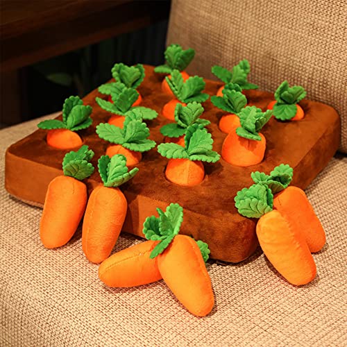 Plcnn Karotten-Plüsch-Hundespielzeug zum Verstecken und Suchen, Karotten-Haustierspielzeug, Plüsch-Trainingsspielzeug, das natürliche Futtersuche fördert, interaktives Lernspielzeug von Plcnn