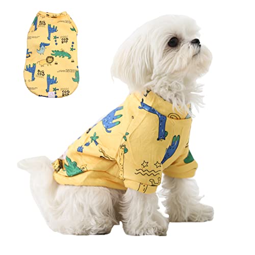 Plemonet Haustier-Hunde-Kleidung, Hunde-Sweatshirt, niedliches Sweatshirt, Hunde-Sweatshirt mit Leinenloch, Katzen-Sweatshirt, Hundepullover, Cartoon-Stil (Gelb, X-Large) von Plemonet