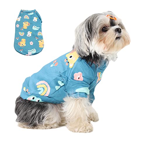 Plemonet Haustier-Hunde-Kleidung, Hunde-Sweatshirt, niedliches Sweatshirt, Hunde-Sweatshirt mit Leinenloch, Katzen-Sweatshirt, Hundepullover, Cartoon-Stil (blau, groß) von Plemonet