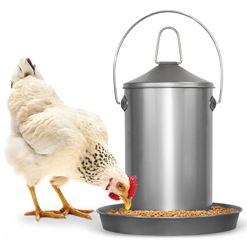 Plexon Automatischer Hühner-Futterspender aus Edelstahl, kein Abfall, lebensmittelecht, automatischer Geflügel-Futterspender für Hühner, Metall, robust, zuverlässig, langlebig, mit Griff, 3 kg Plexon Automatischer Hühner-Futterspender aus Edelstahl, kein Abfall, lebensmittelecht, automatischer Geflügel-Futterspender für Hühner, Metall, robust, zuverlässig, langlebig, mit Griff, 3 kg von Plexon