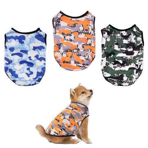 Welpen-T-Shirts für Katzen, 3 Packungen, weiches Tanktop, ärmellose Weste, Hunde-T-Shirt, weiche Baumwolle, ärmellos, für kleine, mittelgroße Hunde und Katzen Welpen-T-Shirts für Katzen, 3 Packungen, weiches Tanktop, ärmellose Weste, Hunde-T-Shirt, weiche Baumwolle, ärmellos, für kleine, mittelgroße Hunde und Katzen von Plliocse