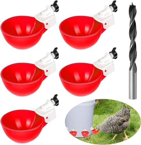 5 Stück Hühnertränke Hühnerwasserspender DIY Hühnerwasserbecher Geflügeltränke für Hühner Tränke Hühnerzubehör Automatische Geflügeltränke Set für Hühner Enten Gänse Truthähne Taube von PlsMupn