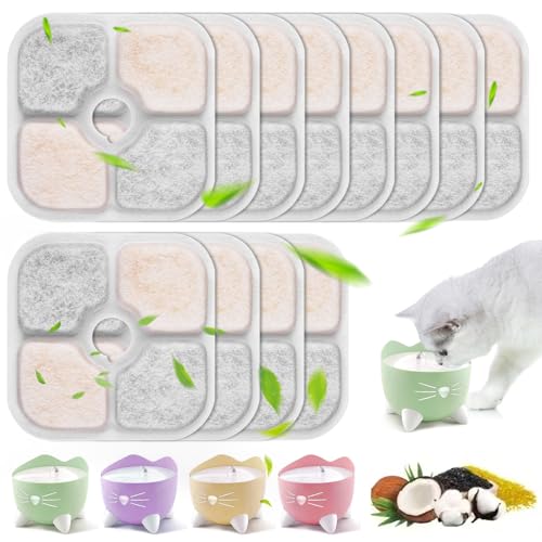 12 Stück Katzenbrunnen Filter für Katzenbrunnen, Ersatzfilter für 2.5L Katzen Trinkbrunnen, Filter Trinkbrunnen, Dreifaches Filtersystem mit Aktivkohle & Harz, für Katzen und Hunde 12 Stück Katzenbrunnen Filter für Katzenbrunnen, Ersatzfilter für 2.5L Katzen Trinkbrunnen, Filter Trinkbrunnen, Dreifaches Filtersystem mit Aktivkohle & Harz, für Katzen und Hunde von PlsMupn
