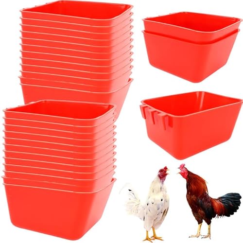 24 Stück Käfig-Becher, Kunststoff, Hasenkäfig, Futterbecher, Großpackung, Hühner-Futterstation, Käfigbecher, zum Aufhängen, Bewässerung, Käfigbecher, Futterspender, Samenschüssel für Haustier von Plukeen