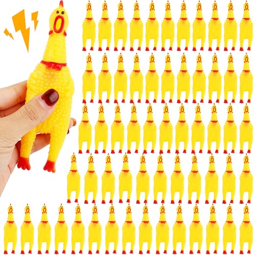 Quietschendes Huhn-Spielzeug, 15,2 cm, Gelb, quietschendes Gummi-Huhn für Party, Streich, Neuheit, Gastgeschenke, Familienspiel, Haustierspielzeug, Geräuschmacher, 60 Stück Quietschendes Huhn-Spielzeug, 15,2 cm, Gelb, quietschendes Gummi-Huhn für Party, Streich, Neuheit, Gastgeschenke, Familienspiel, Haustierspielzeug, Geräuschmacher, 60 Stück von Plukeen