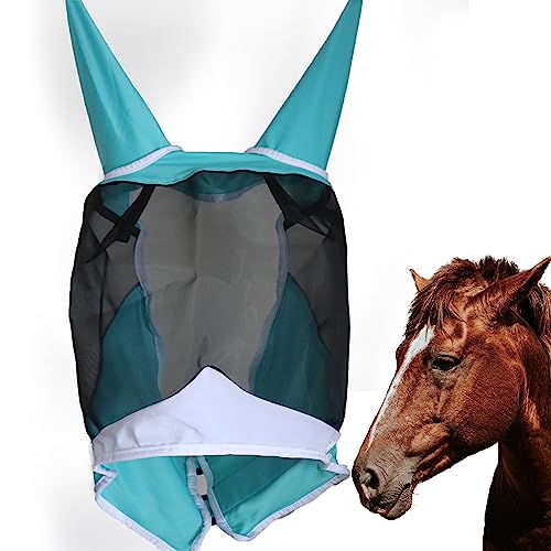 Pferde-Fliegenmaske mit Ohren, UV-Schutz und Elastizität – bequem und atmungsaktiv, super Komfort Pferde-Fliegenmaske mit vollständiger Gesichtsabdeckung, maximalem Schutz und UV-Abschirmung (groß von Pluspexy