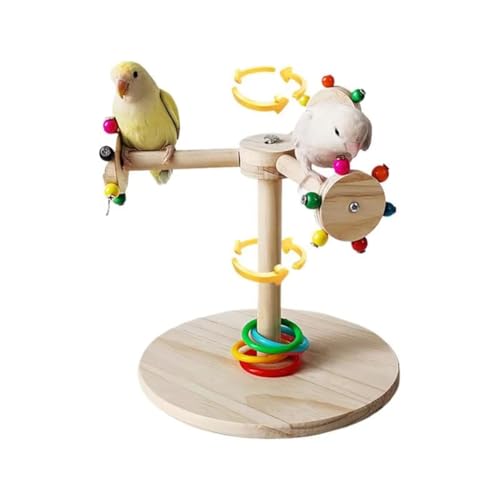 Pluuttiem Sitzstange für Vögel, Sitzstangen-Spielzeug für Spatzen, Rotierendes Windmühlen-Design, Vogelkrallen-Schleifständer für Nymphensittiche, von Pluuttiem