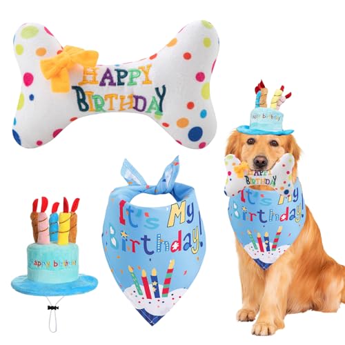 Hunde Geburtstag, Hundegeburtstag, Dog Birthday Toys mit Blauer Geburtstagsmütze+Blauem Halstuch Hund, Weiches und Bequemes, Langlebiges und Süßes Kauspielzeug für Kleine und Mittelgroße Haustiere Hunde Geburtstag, Hundegeburtstag, Dog Birthday Toys mit Blauer Geburtstagsmütze+Blauem Halstuch Hund, Weiches und Bequemes, Langlebiges und Süßes Kauspielzeug für Kleine und Mittelgroße Haustiere von Pluvyze