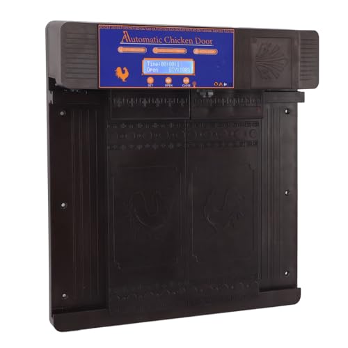 Plyisty Auto Hühnchen -Huhn, Doppel -Türöffner Niedriger Batterie Alarm LED Multifunktionales Display mit Einem Timer für Gans zu den Scheunenfarmen (Dunkelbraun) von Plyisty