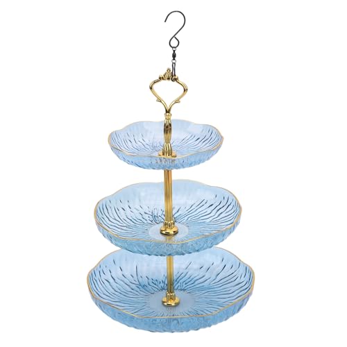 Plyisty Hängende Vogelbad, Luftzirkulation Ästhetik 3 Geschichtete Vogelfutter Zuverlässiges Steuerlager für Garten (Blue) von Plyisty