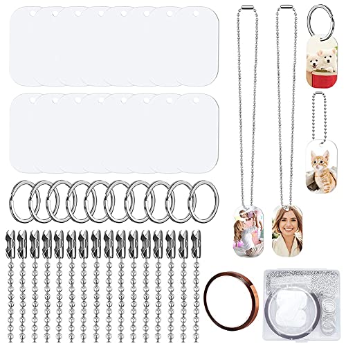 Pmkvgdy 44 StüCke Sublimation Stamping Blank Hunde Tags, mit Kette Halskette Kette SchlüSsel AnhäNger WäRme Band für Haustier ID, AnhäNger von Pmkvgdy