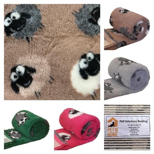 PnH Veterinary Bedding ® Rutschfeste Tierbett-Rollen, mit Gummi-Unterseite, für Tierärzte, 75 cm x 50 cm, braunes Schaf von PnH Veterinary Bedding
