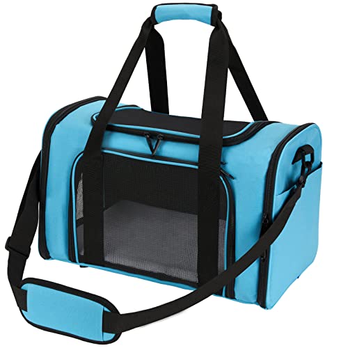 Pnimaund Transporttasche für Haustiere, von Fluggesellschaften zugelassen, weiche Katzenträger für mittelgroße Katzen, kleine Katzen, Hundetrage für kleine Hunde, Welpen-Tragetasche, Blau von Pnimaund