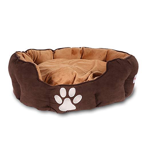 Pocky- Pet Hundebett braun M 62x52cm Hundekissen herausnehmbar Hundesofa waschbar 30° Plüsch Hundekorb von Pocky- Pet