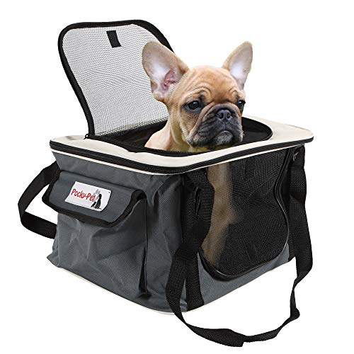 Pocky- Pet Hundetasche für Autositz SBC 5069 grau, Hundetransporttasche Nylon Transportbox Autotransportbox 41x32x27cm LxBxH von Pocky- Pet