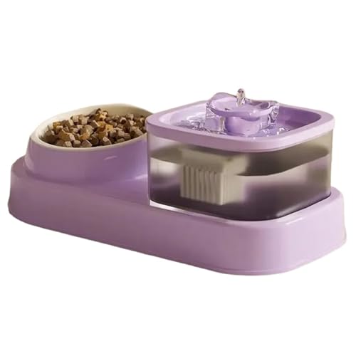 Pocoiau Katzen-Wasserbrunnen und Futternapf, zirkulierendes Wasser, sicher und leise, intelligenter Laufwasser, Katzennapf, 1000 ml, Wasserspender für Katzen, Haustier-Trinkbrunnen für Haustiere, von Pocoiau