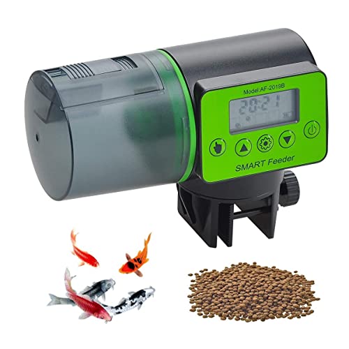 Podazz Futterautomat Aquarium, Fischfutterspender mit Timer Futterspender für Aquarien, 200ML Groß Kapazität Fischfutter Feeder für Aquarium Fischtank, Batteriebetrieben Einstellbare Portionsgrößen von Podazz