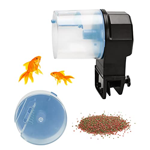 Podazz Automatischer Fischfutterspender 100/210 ml, Fischfutterspender Aquarium Tank Auto Timer mit Zwei Futterboxen für Urlaub, Urlaub, Wochenende (Blau) von Podazz