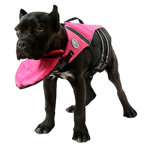 Podazz Dog Life Jacket Verstellbare Rettungsweste für Tierretter mit Griff Dog Life Preserver mit Chin Float Dog Saver Flotationsweste zum Schwimmen, Surfen, Bootfahren (M) von Podazz