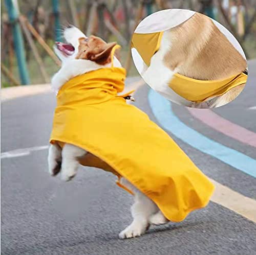 Podazz Hunde-Regenmantel für kleine und mittelgroße Hunde mit Kapuze, Haustier-PU-Regenmantel für Hunde und Katzen, Kleidung, ultraleichte, atmungsaktive Hunde-Regenjacke, Gelb, L von Podazz