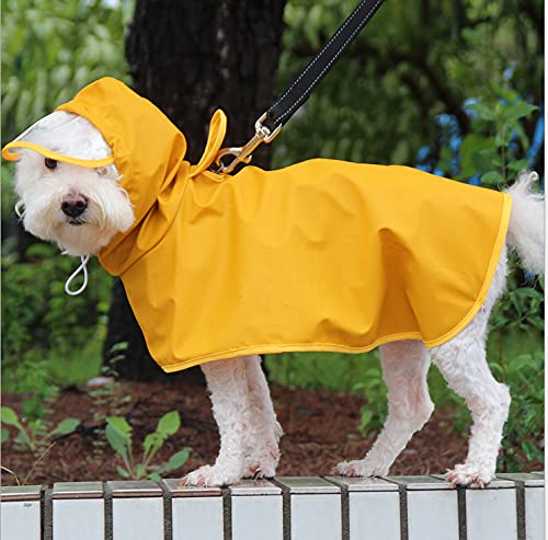 Podazz Hunde-Regenmantel für kleine und mittelgroße Hunde mit Kapuze, Haustier-PU-Regenmantel für Hunde und Katzen, Kleidung, ultraleichte, atmungsaktive Hunde-Regenjacke, Gelb, M von Podazz