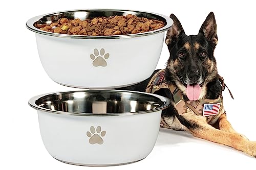Podinor Großer Wassernapf für Hunde, 21 Tassen, 4,8 l, Edelstahl, extra groß, für große Riesenhunde, Weiß, 2 Stück von Podinor