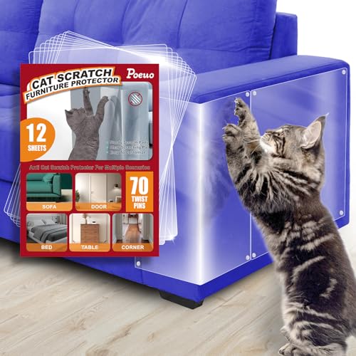 Poeuo Katzenkratz-Möbelschutz, 12 Stück Katzen-Couchschutz, Couchschutz für Katzen, Möbelschutz vor Katzen, Klare Couch Katzenkratzschutz mit 70 Drehstiften Poeuo Katzenkratz-Möbelschutz, 12 Stück Katzen-Couchschutz, Couchschutz für Katzen, Möbelschutz vor Katzen, Klare Couch Katzenkratzschutz mit 70 Drehstiften von Poeuo
