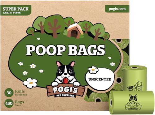 Pogi’s Hundekotbeutel – ohne Duft, auslaufsicher & robust, geeignet für große Hunde – 450 Beutel (30 Rollen), ideal für Gassirunden von Pogi's Pet Supplies